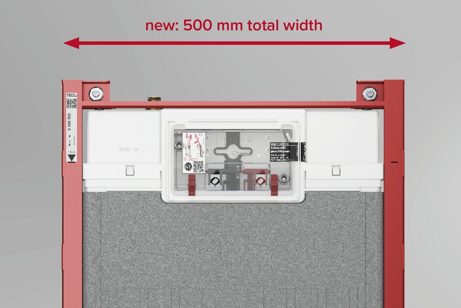 With a total width of only 500 mm, the new TECEprofil toilet module with the TECE Octa II cistern fits everywhere.