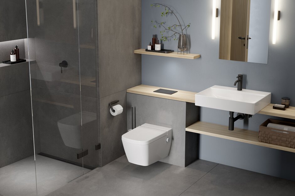 Das TECEprofil WC-Modul mit 750 mm Bauhöhe bietet exklusive Gestaltungsmöglichkeiten