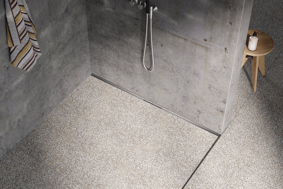 TECEdrainway Badmilieu Terrazzo Nahaufnahme