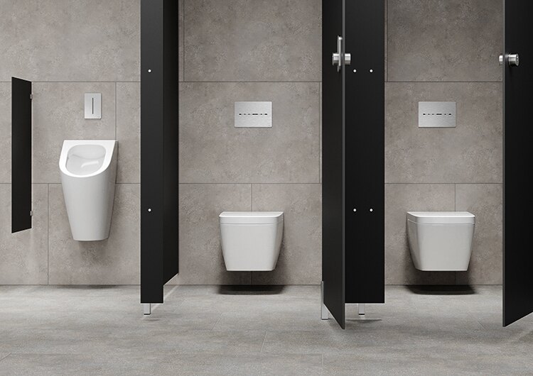 hygienisch toilet TECEsolid elektronische wc- en urinoir-bedieningsplaat openbaar toilet 3