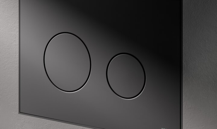 Die Betätigungsplatte TECEloop Kunststoff ist jetzt auch in schwarz matt verfügbar